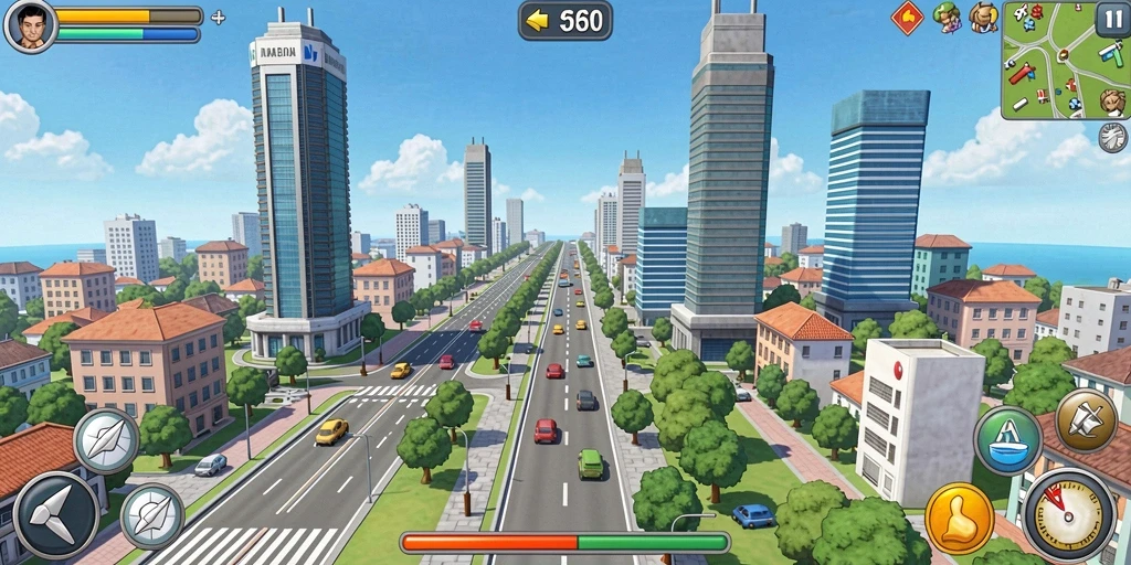 Screenshot menunjukkan ladang yang subur dengan tanaman hijau.